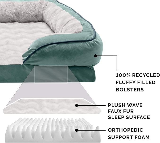Furhaven Orthopedic Dog Bed for Medium/Small Dogs w/ Removable Bolsters & Washable Cover 35 lbs