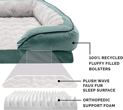 Furhaven Orthopedic Dog Bed for Medium/Small Dogs w/ Removable Bolsters & Washable Cover 35 lbs