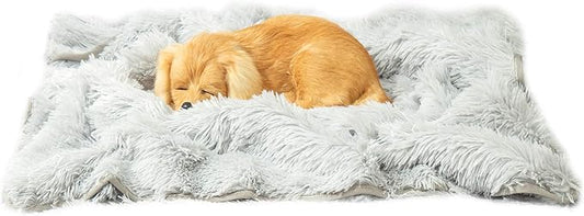 Dog Blankets - Two Tone Shaggy Fur Calming Cat Blankets Dog Beds Pet Throw Blanket Protector for Crate, Bed, Couch & Sofa (X-Large (60''x43''), Storm Grey)