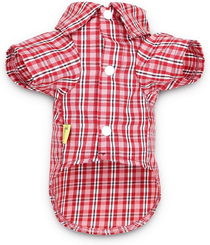 DroolingDog 3 Pack Plaid Dog Shirts Small Dog T Shirt Checked Pattern Tshirt Puppy Button Up Tee Black White Rose Blue Pet Clothes