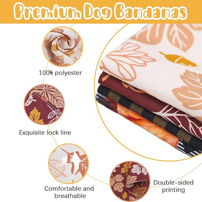 Fall Dog Bandana 2 Pack Thanksgiving Dog Bandana Leaf Pet Scarf Reversible Fall Triangle Bibs Soft Cotton Boy Girl Dog Bandanas for Small, Medium, Large Dogs (Small)