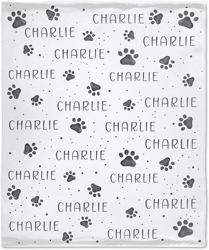 Personalized Dog Blankets Dog Paw Print Blanket Puppy Blanket 60"x50"