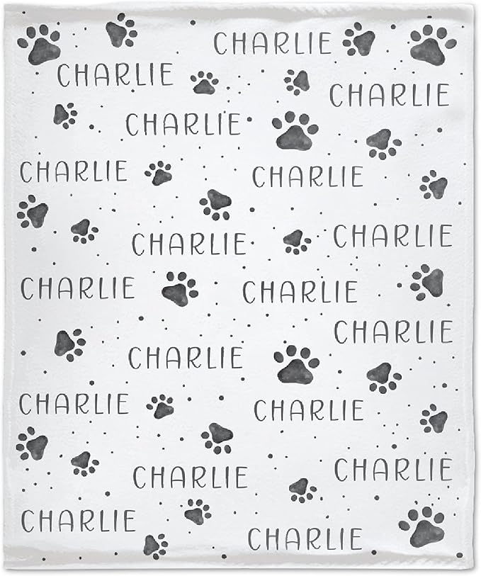 Personalized Dog Blankets Dog Paw Print Blanket Puppy Blanket 80"x60" for