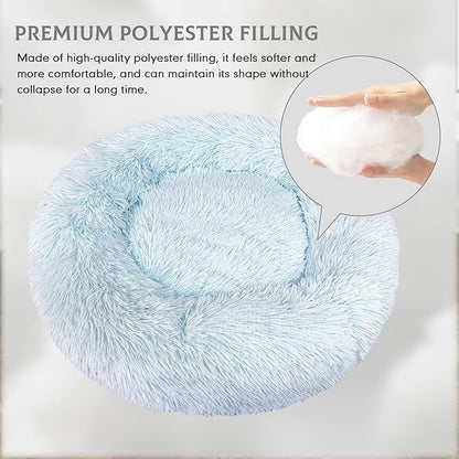 Deluxe Calming Dog Bed for Small Medium Dogs & Cats S(24" x 24" x 8"))