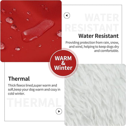 IECOii Dog Jackets for Medium Dogs Waterproof -Red