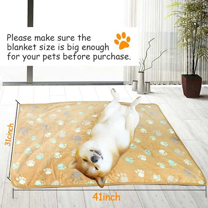 1 Pack 3 Blanket for Dogs,Cute Paw Pattern,Soft Fleece Dog Blanket,Pet Mat Throw Cover for Kennel Crate Bed,Pet Blanket for Dogs Cats,41x31 inch