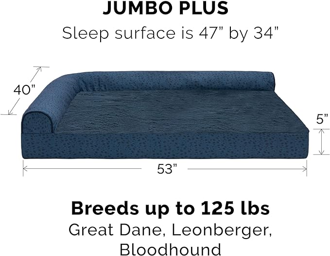 Furhaven Memory Foam Dog Bed for Large Dogs w/ Removable Bolsters & Washable Cover 125 lbs