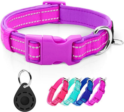 azuza Reflective Dog Collar with Airtag Holder