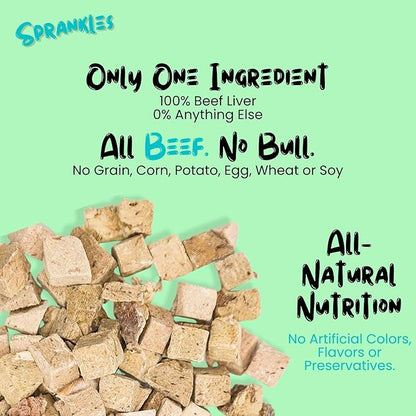 Freeze Dried Beef Liver Treats for Cats & Dogs - 1LB Big Bag Single Ingredient All Natural Grain-Free, High Protein, Made in USA - Perfect for Training, Topper or Snack