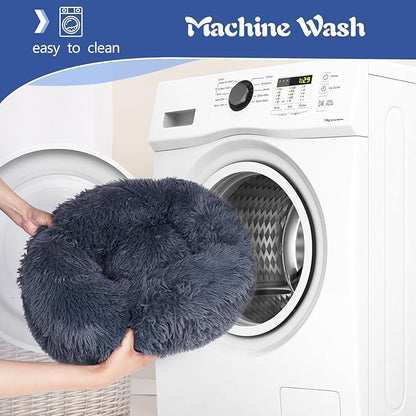 ShinHye Small Dog Bed Cat Bed Dog Bed with Blanket Plush Fluffy Hooded Dog Bed