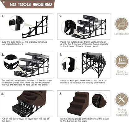 Topmart Dog Stairs&Steps for Small Dogs & Cats 4 Tiers