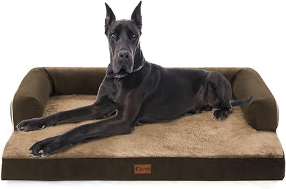 XXL Dog Bed with Bolsters, Orthopedic Dog Beds for Extra Large Dogs, Waterproof Dog Beds XLarge, Memory Foam Dog Bed with Removable Washable Cover, Nonskid Bottom (XX-Large,Brown)