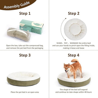 Love's cabin Round Donut Cat and Dog Cushion Bed 25in Pet