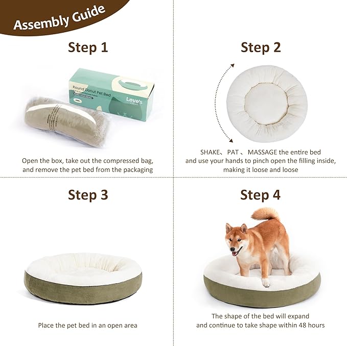 Love's cabin Round Donut Cat and Dog Cushion Bed 30in Pet