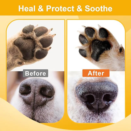 Dog Paw Pad Balm, All-Natural Cat and Dog Paw Cream and Lotion, Protects, Heals, Moisturizes & Soothes Dry Cracked Paws and Nose, Dog Paw Protector Lick Safe, 3.4 Oz