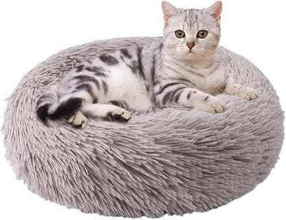 Aurako Cat Bed Dog Bed Round Cushion Pet 16" Taupe