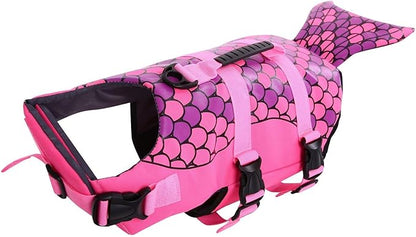 Queenmore Dog Life Jacket Ripstop Shark Dog Safety Vest Adjustable Preserver with High Buoyancy and Durable Rescue Handle for Small