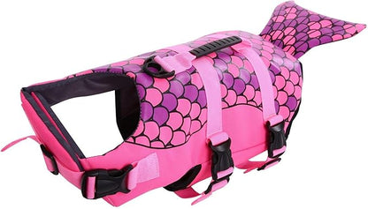 Queenmore Dog Life Jacket Ripstop Shark Dog Safety Vest Adjustable Preserver with High Buoyancy and Durable Rescue Handle for Small