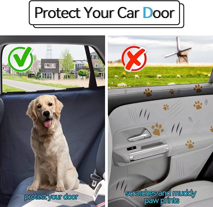 Durapower Dog Car Door Protector丨2 Pack Extra Big 600D Black