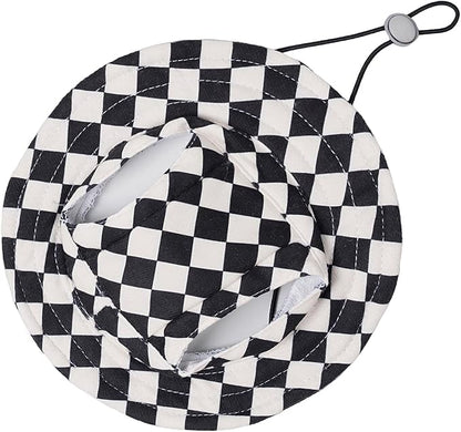 Pet hat with Ear Holes Sunscreen Baseball Cap Suitable for Small and Medium-Sized Dogs Outdoor Climbing hat in Summer Pet Products (Black and White