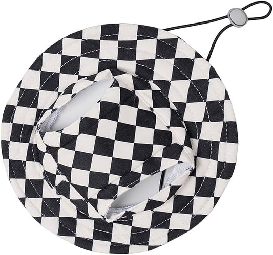 Pet hat with Ear Holes Sunscreen Baseball Cap Suitable for Small and Medium-Sized Dogs Outdoor Climbing hat in Summer Pet Products (Black and White