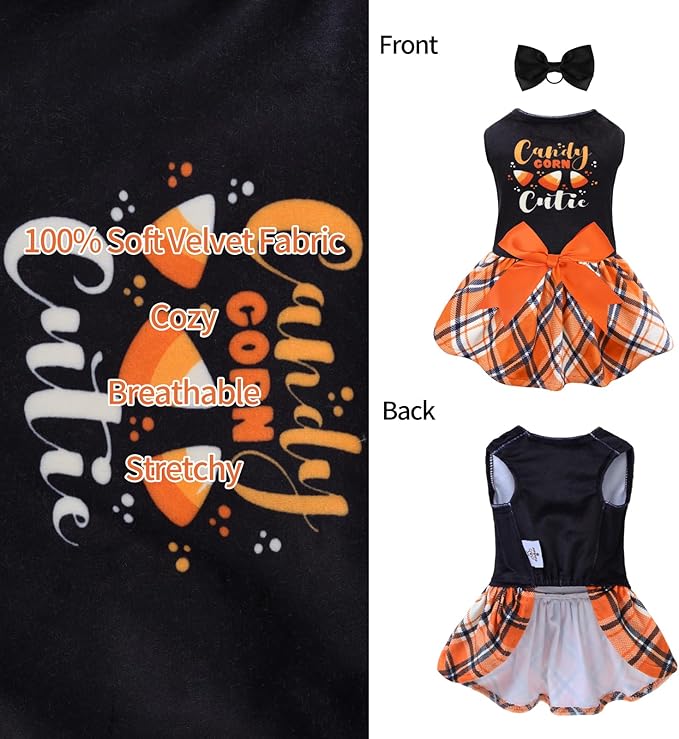 CuteBone Halloween Dog Dresses Velvet Holiday Small Dogs CVA45L-D
