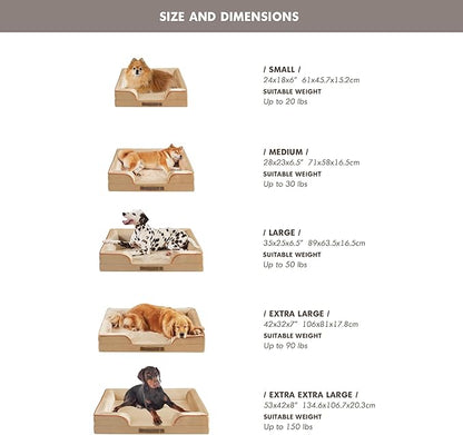 XXL Orthopedic Dog Sofa Bed - Jumbo Pet Couch with Memory Foam, Completely Removable Washable Cover, Waterproof Lining, Nonskid Bottom, Beige - Perfect for Large Breeds