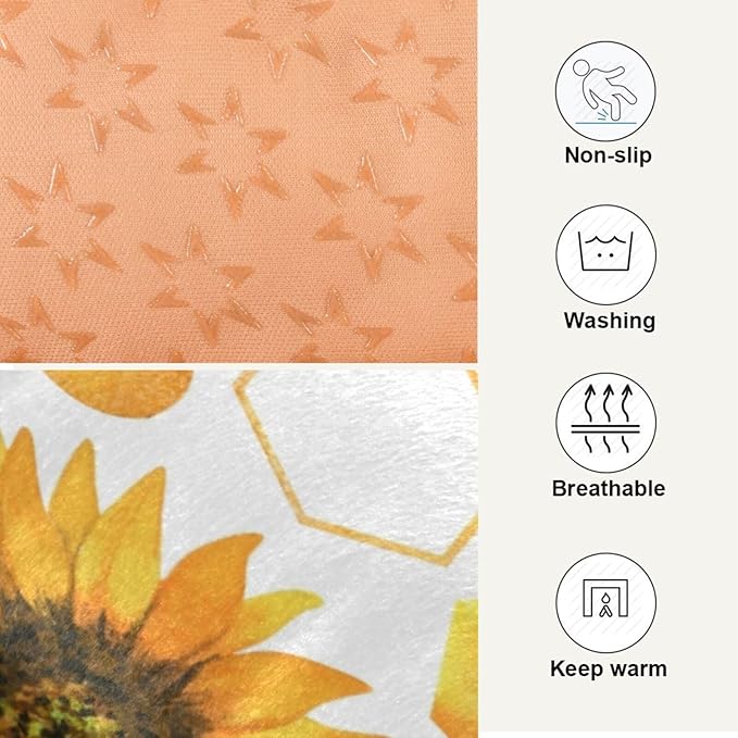 Honey Bee Pet Bed Pad Soft Dog Bed Mat with Anti-Slip Bottom 36'' x 24''