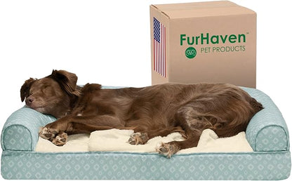 Furhaven Cozy Memory Foam Dog Bed for Large Dogs w/ Removable Bolsters & Washable Cover 95 lbs