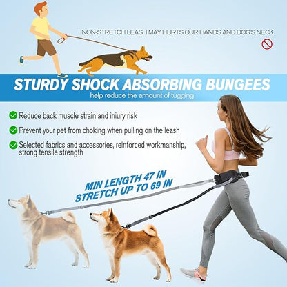 Hands Free Dog Leash with Dog Walking Fanny Pack for Large Medium Small Dogs