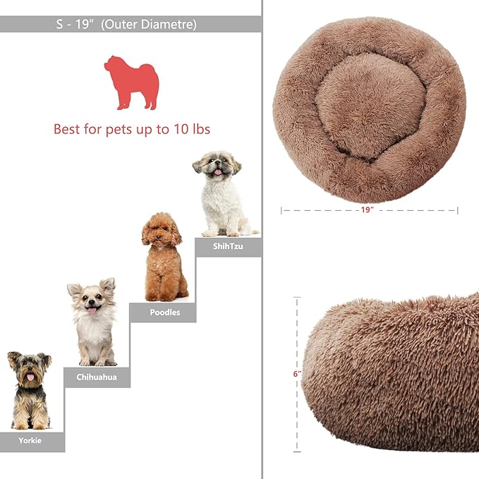 nononfish Small Puppy Beds for Small Dogs Washable 19 Inches