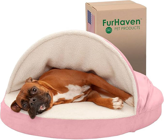 Furhaven 35" Round Memory Foam Dog Bed for Large/Medium Dogs w/ Removable Washable Cover 50 lbs 35-inch