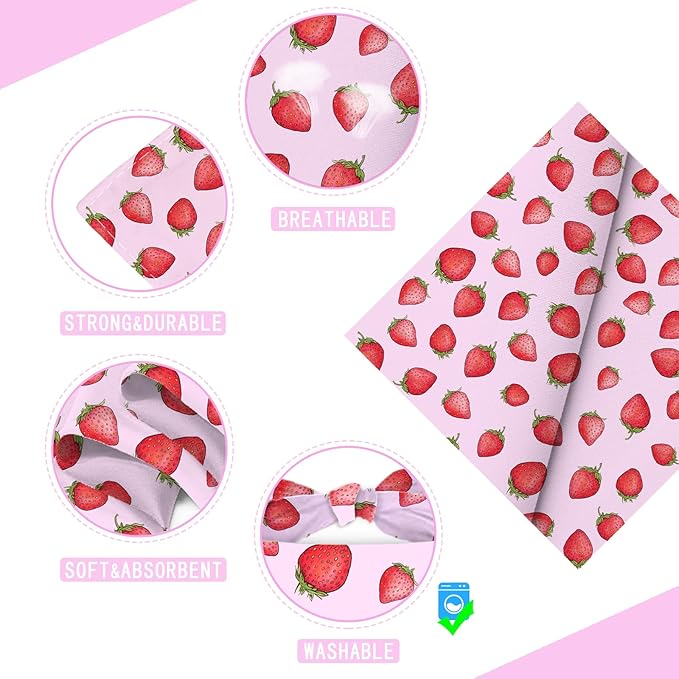 Strawberry Fruit Dog Bandana Washable Pets Scarf Triangle Adjustable Handkerchief