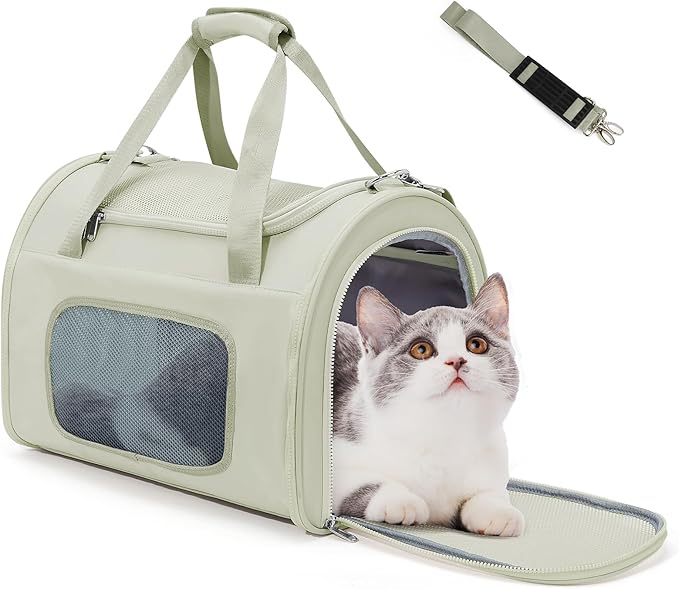 Cat Carrier Soft,Dog Carrier Airline Approved with Soft Sided,Dog Carriers for Small Dogs,Pet Carrier Holds up to 20lbs,Green