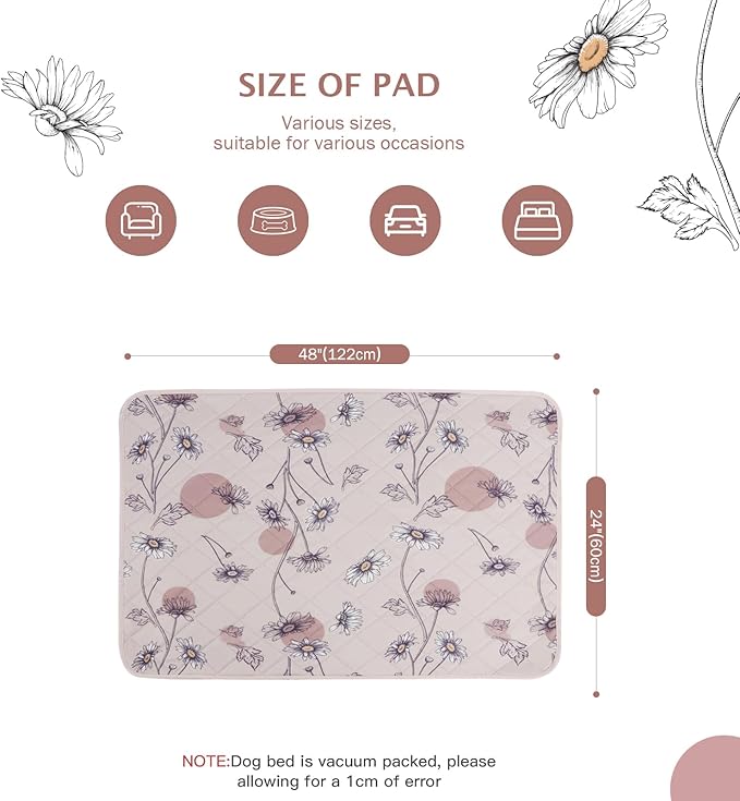 IEUUMLER Washable Pee Pads for Dogs 2 Pack EU007 (Pink 24"X48"-2pcs)