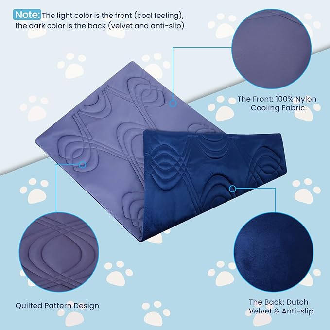 Iced 2.0 Dog Self-Cooling Mat for Large Dog 48"x28", Washable