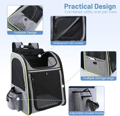 Inspack Cat Carrier, Expandable Large Cat Backpack, Breathable Dog Cat Backpack Carriers for Small Dogs Medium Cats Fit Up to 18 Lbs, Cat Dog Travel Bag, Durable Pet Carrier for Travel,Hiking,Camping