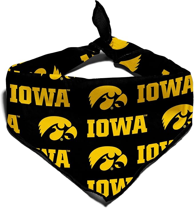 NCAA Officially Licensed Bandana for Dogs and Cats | Fits Pets Great Gift Idea | Easy-to-Tie (Small, Iowa Hawkeyes)