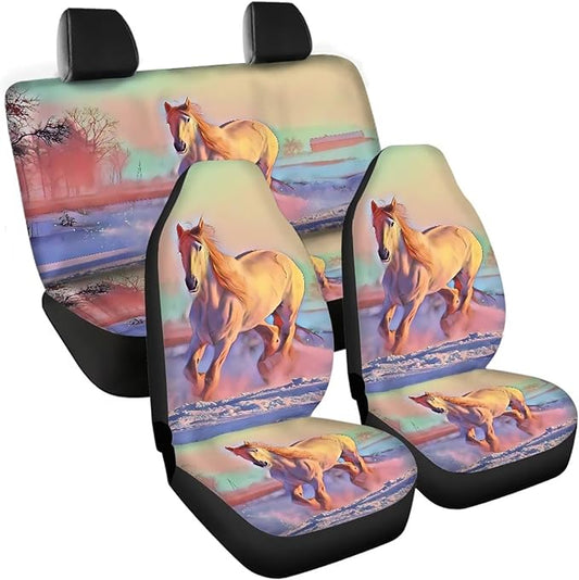 Horse Vehicle Seat Covers Set Front Back Seat 4 Travel