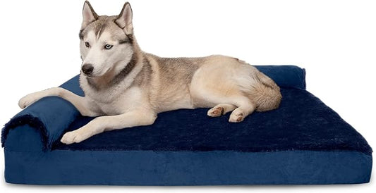 Furhaven Memory Foam Dog Bed for Large Dogs w/ Removable Bolsters & Washable Cover 95 lbs