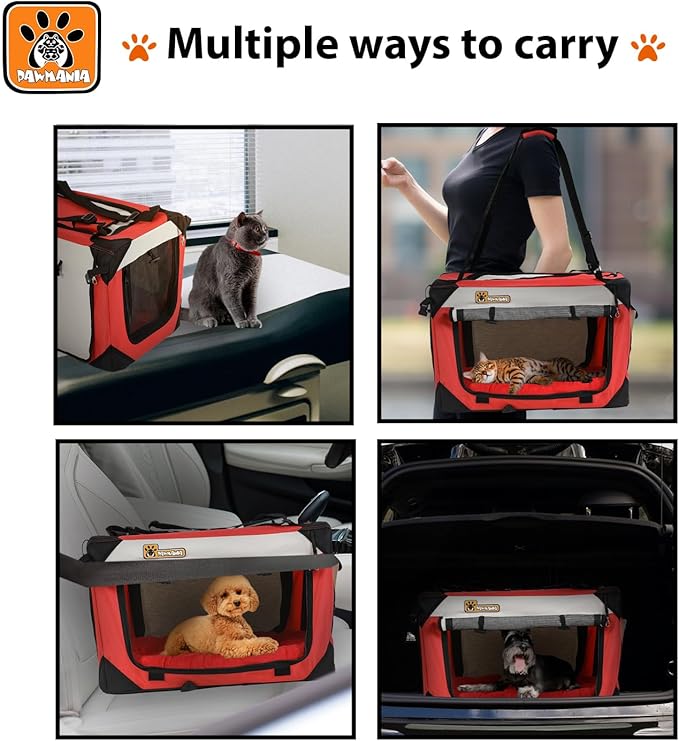 Extra Large Cat Carrier, Collapsible Dog Travel Crate, Soft-Sided, Lightweight, Anti-Scratch, Desingned for Large Cats & Small - Medium Dogs - Ideal for Indoor & Outdoor, Comfy Bed Pillow Included