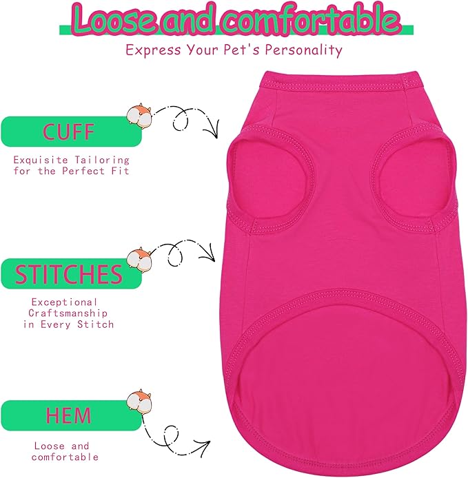 Paiaite Dog Clothes Fashionable Sleeveless Pet Vest: 'Little Miss Sassy' Printed Cotton Dog Shirt, Ideal for Small, Medium, and Large Breeds, Ensuring Comfort and Breathability Rose Red 4XL