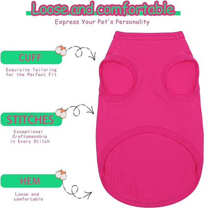 Paiaite Dog Clothes Fashionable Sleeveless Pet Vest: 'Little Miss Sassy' Printed Cotton Dog Shirt, Ideal for Small, Medium, and Large Breeds, Ensuring Comfort and Breathability Rose Red XXL