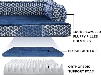 Furhaven Orthopedic Dog Bed for Large Dogs w/ Removable Bolsters & Washable Cover 95 lbs