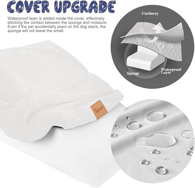 Topmart High Density Extended Foam Dog Ramp&Steps 2 Tiers 11.8" High,Non-Slip