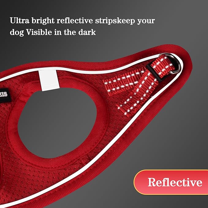 YIMEIS Dog Harness and Leash Set, No Pull Soft Mesh Pet Harness, Reflective Adjustable Puppy Vest for Small Medium Large Dogs, Cats (Red 02, Small (Pack of 1)