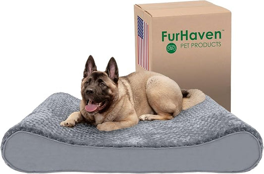 Furhaven Memory Foam Dog Bed for Large Dogs w/ Removable Washable Cover 150 lbs