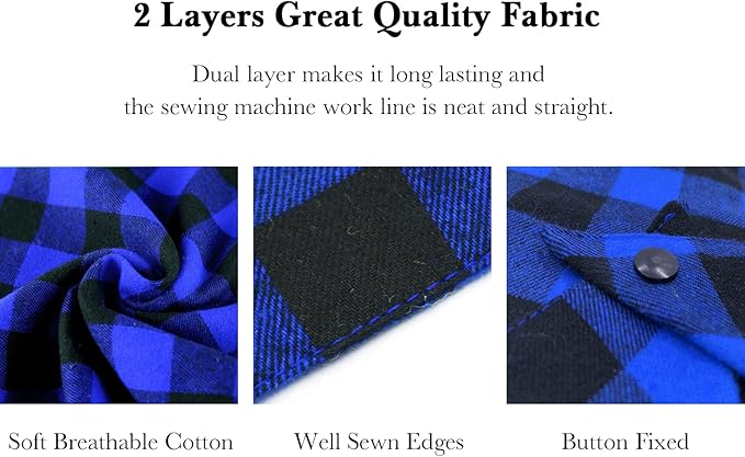 Birthday Plaid Dog Bandana with Button