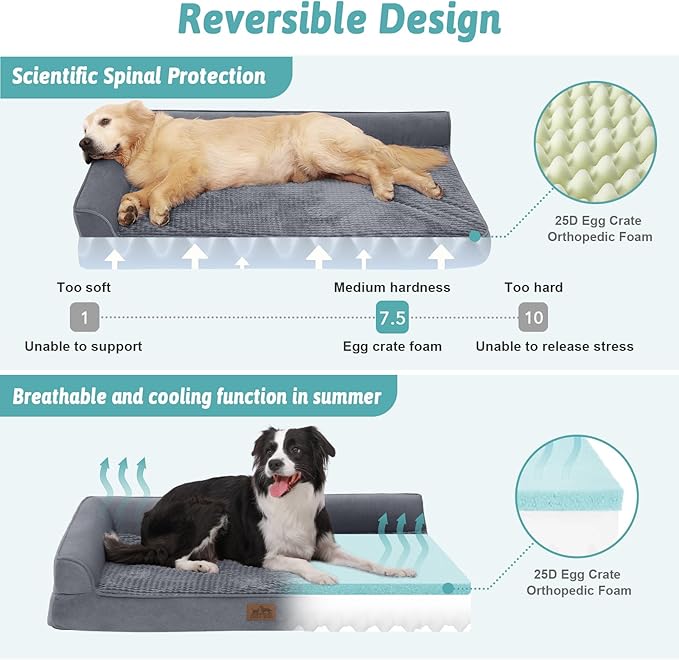 Orthopedic Dog Bed for Large Dogs (L,42" L 30" W 7.5" Th)