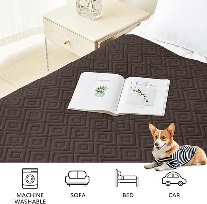 hyha Waterproof Dog Blanket, Soft Dog Bed Cover Pet Blankets, Waterproof Sofa Couch Cover for Dogs Washable, Reversible Pet Couch Covers for Sofa Furniture (82x102 Inch, Chocolate/Dark Grey)